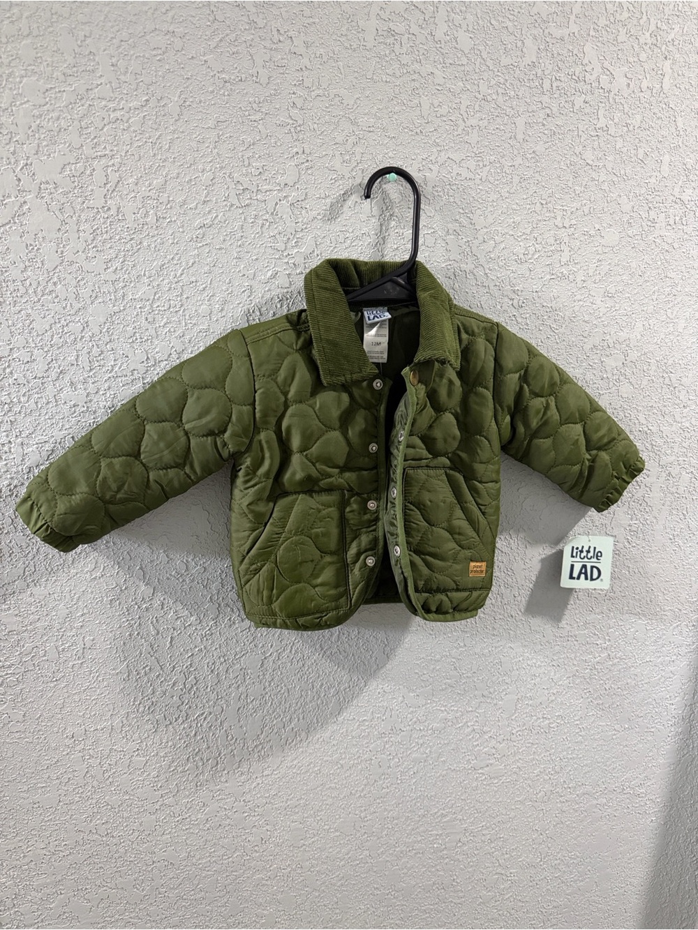 Little Lad Olive Green Quilted Kids Jacket